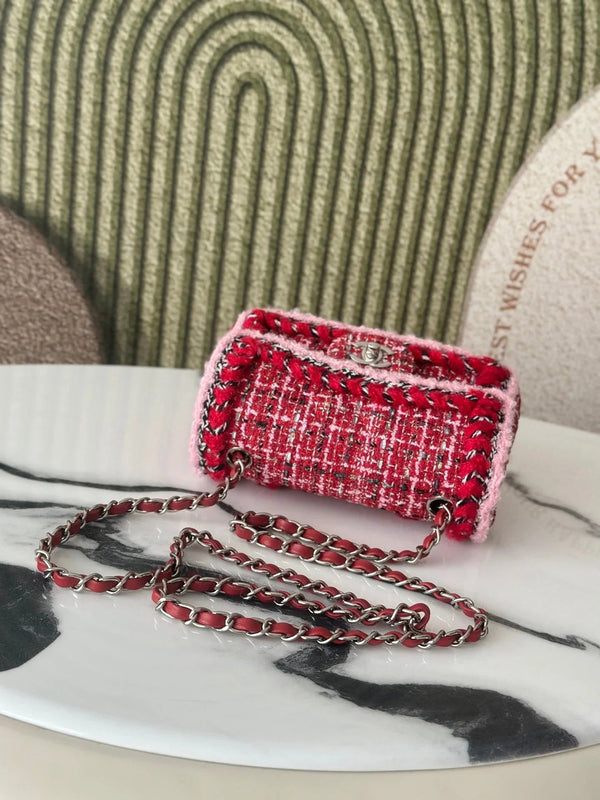 CC 2026 Mini Flap Bag Tweed Denim Leather