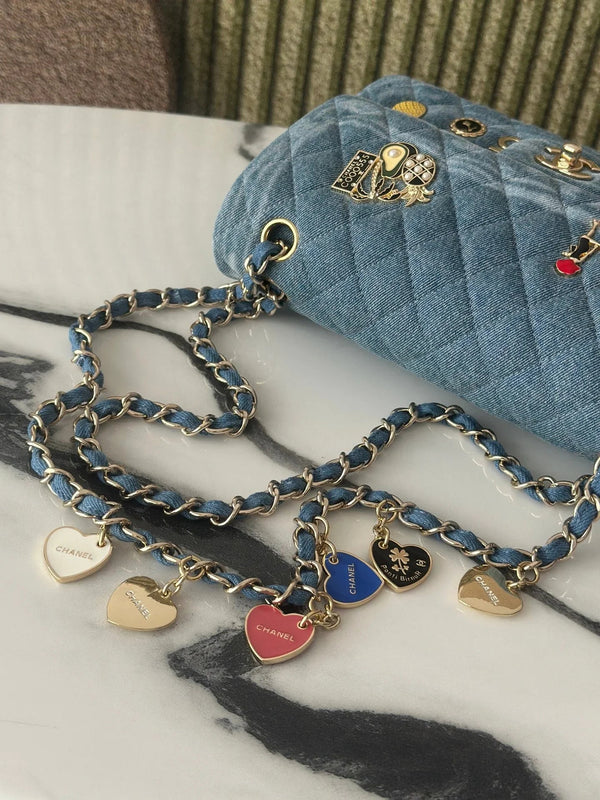 CC 2026 Coco Cuba Charms Flap Bag Canvas Denim Leather