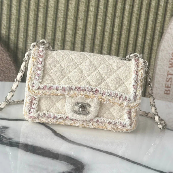 CC 2026 Mini Flap Bag Tweed Denim Leather