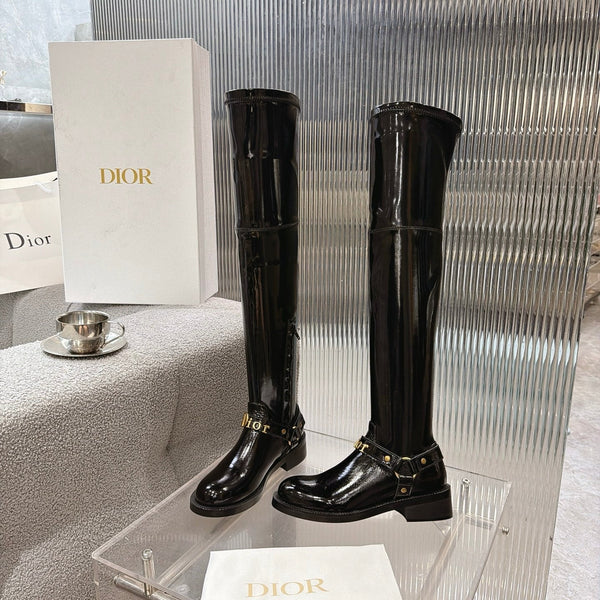 CD 26s Bolt Over-The-Knee Boot Black Patent Calfskin 924100