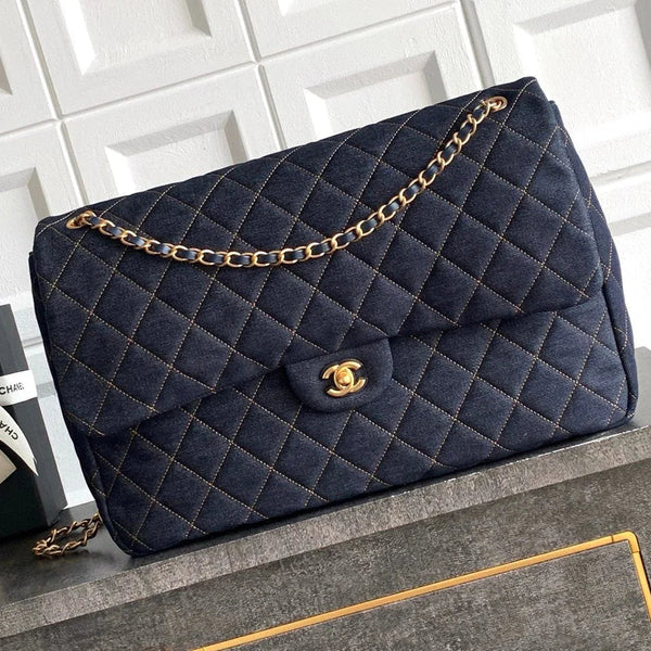 CC 2026 Flap Bag 38.5cm Blue Denim Leather