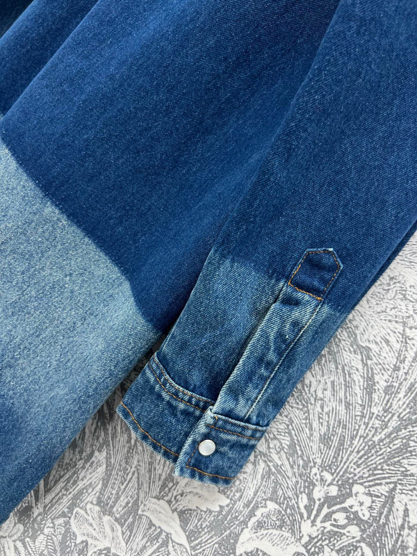 Gucci 25 Denim Shirt Dress Blue Cotton
