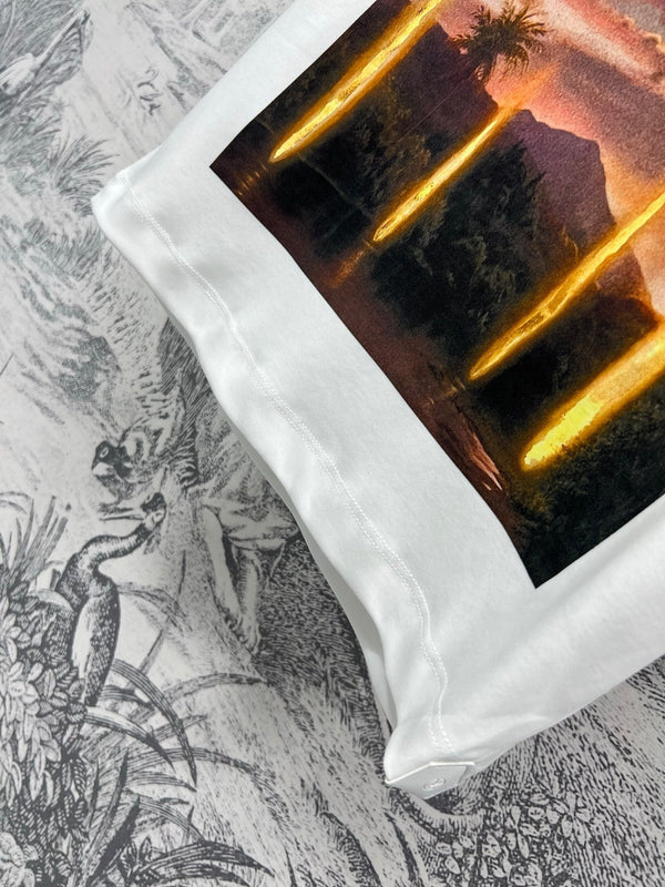 LV 25 Dusk Printed Patch Short-sleeved T-shirt White Cotton
