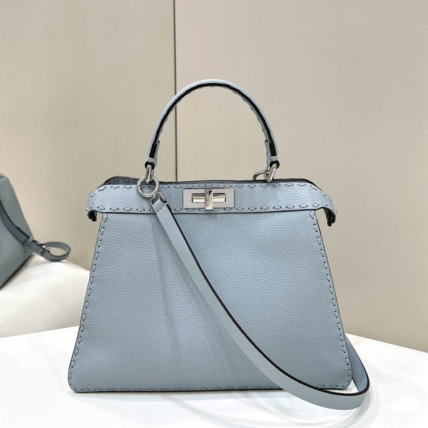 PEEKABOO ISEEU 33 IN BABY BLUE GRAINED CALFSKIN SILVER HARDWARE