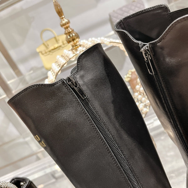 Miu Miu 2026 Knee-High Boots Black Calfskin 999645