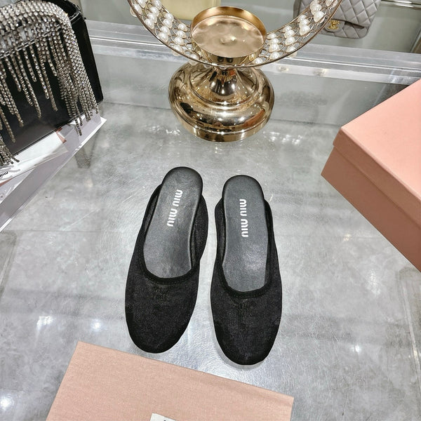 Miu Miu 26s Slippers Black Mesh 679835