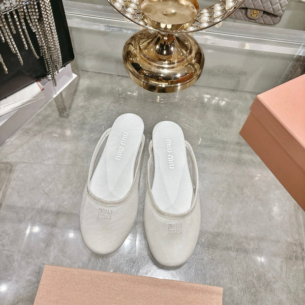 Miu Miu 26s Slippers White Mesh 679837
