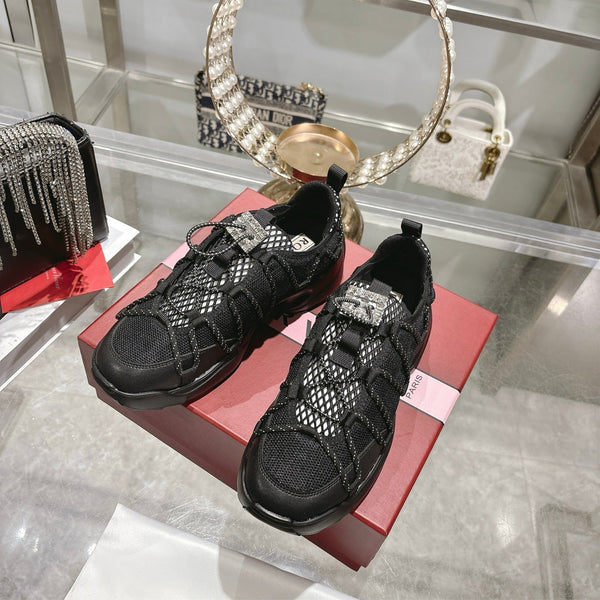 Roger Vivier Zag Sneakers Black Lace Lambskin 679803