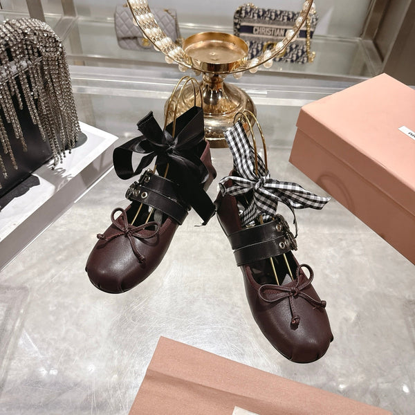 Miu 26s Ballerinas Chocolate Leather 679788