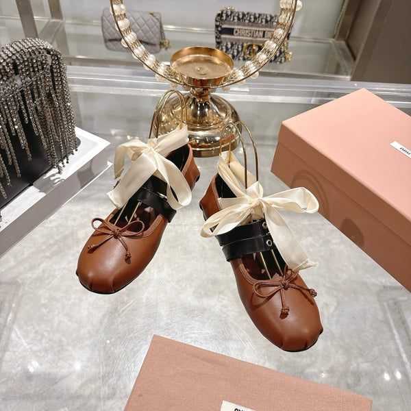 Miu 26s Ballerinas Brown Leather 679789