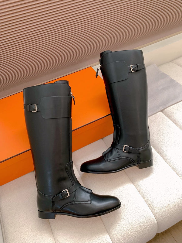 HM Riding Boots Black Cowhide 464356