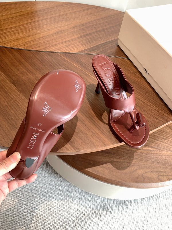 Loew Toggle Sandals 9cm Burgundy Leather 878024