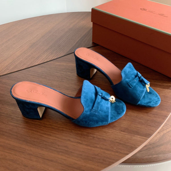 LP 26s Summer Mule Heels 60mm In Dark Blue Suede