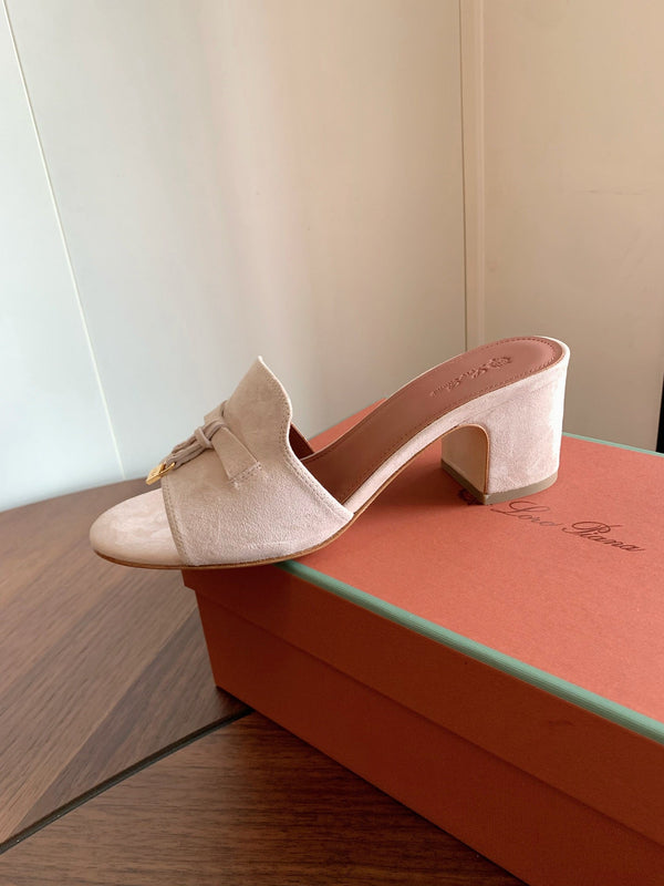 LP 26s Summer Mule Heels 60mm In Light Beige Suede