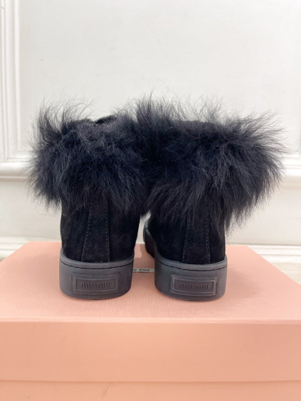 Miu Ankle Boots Black Wool