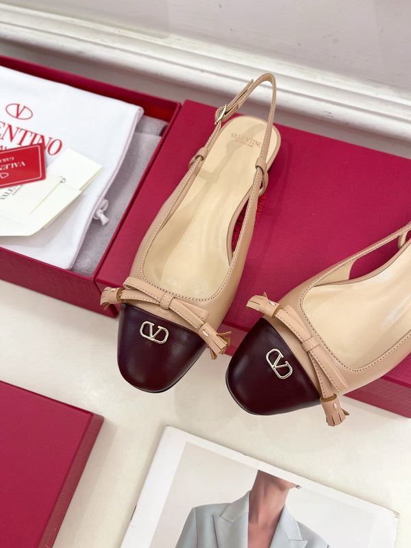 Valet Du Roi Slingback Pumps 20mm Beige Burgundy Goatskin 307483