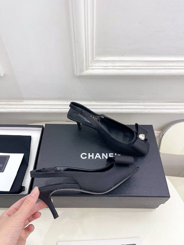 CC 26s Classic Toe High-Heeled Sandals 5.5cm Black Canvas 891631