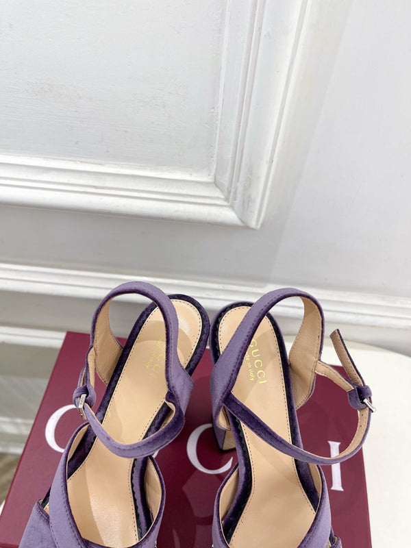 GG Janaya Platform Sandals 15.5cm Purple Suede 891841