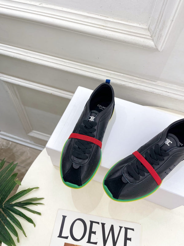 CE 26s Soft Sneaker Black Green Perforated Lambskin Suede 947586