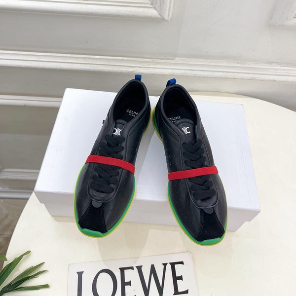 CE 26s Soft Sneaker Black Green Perforated Lambskin Suede 947586