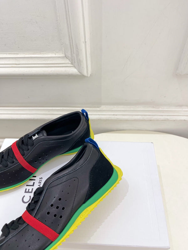 CE 26s Soft Sneaker Black Green Perforated Lambskin Suede 947586