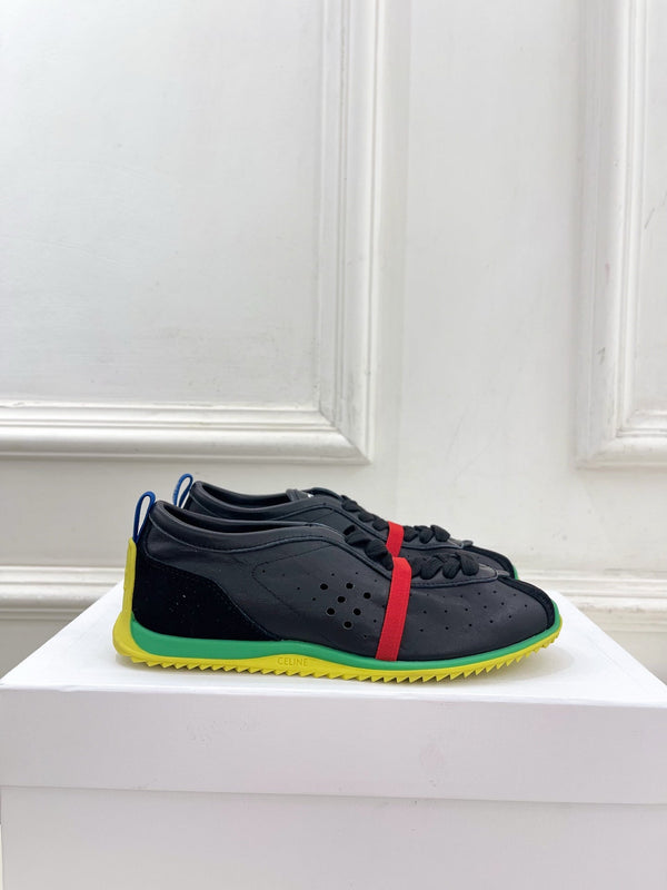 CE 26s Soft Sneaker Black Green Perforated Lambskin Suede 947586