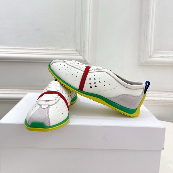 CE 26s Soft Sneaker White Grey Green Perforated Lambskin Suede 947587