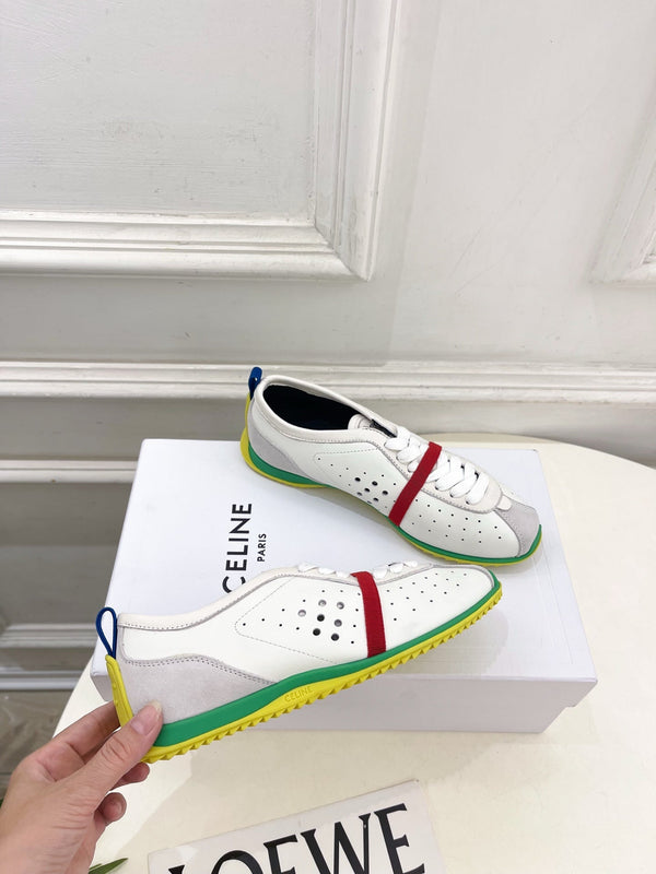 CE 26s Soft Sneaker White Grey Green Perforated Lambskin Suede 947587