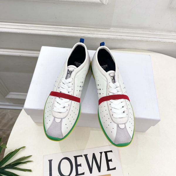 CE 26s Soft Sneaker White Grey Green Perforated Lambskin Suede 947587