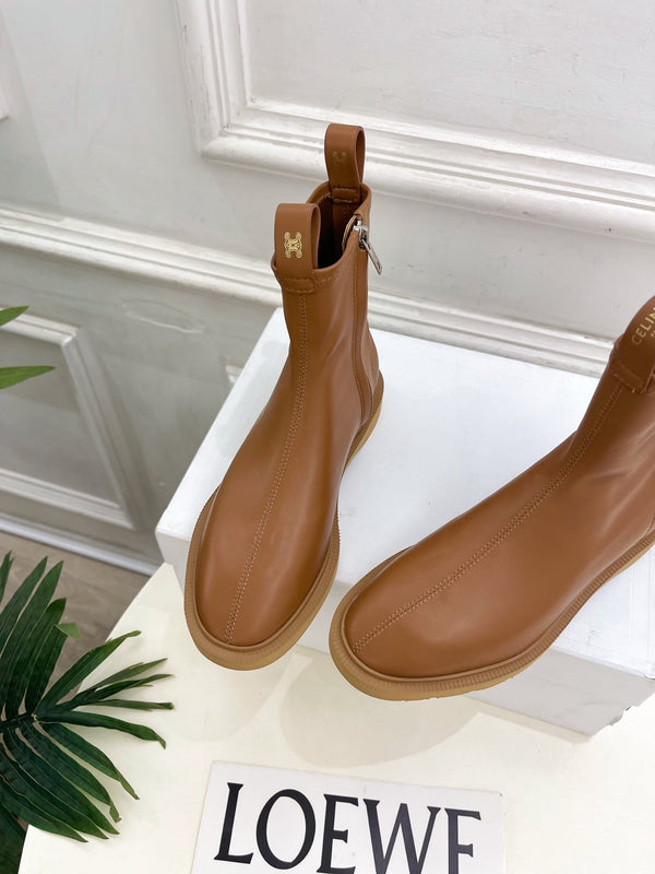 CE 26s Flow Zipped Ankle Boots Camel Leather 947594