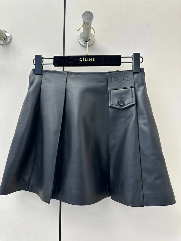 Loew 26s Pocket Pleated Mini Skirt Lambskin 400343