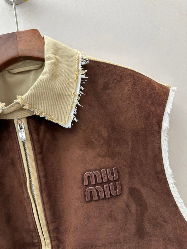 Miu 26s Vest Waxed Suede Leather 420984