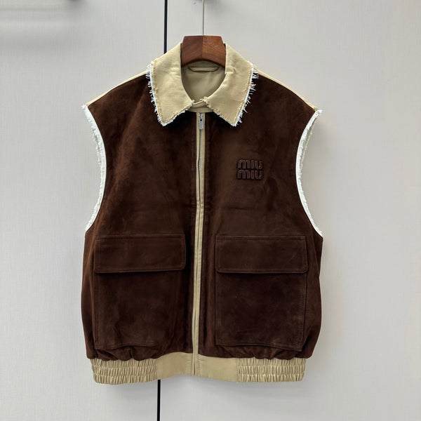 Miu 26s Vest Waxed Suede Leather 420984