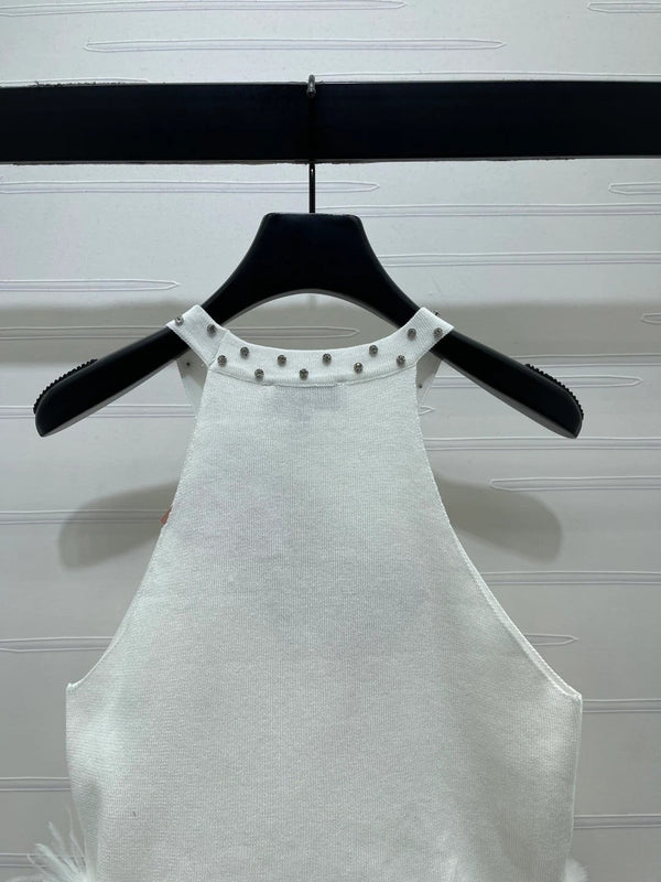 Miumiu 2026 Rhinestone Knit Vest Wool Cashmere 356496