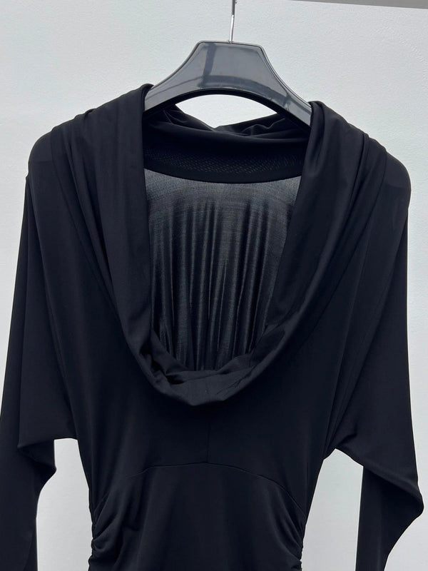 YSL 25S RUFFLED LONG-SLEEVE DRESS STYLE 131
