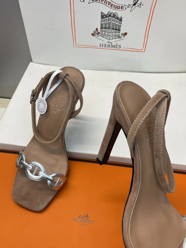 HM 26ss Pig-Nose Sandals 105 Brown Suede Leather 607084
