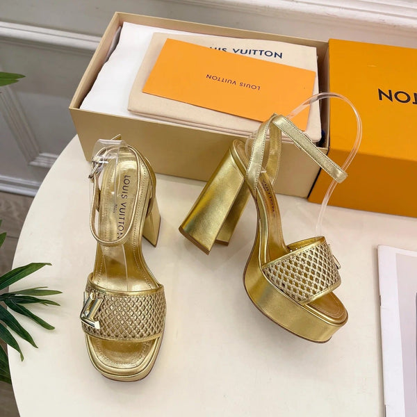 Louis Vuitton 2025 Shake One-Strap Platform Sandal Gold Calfskin