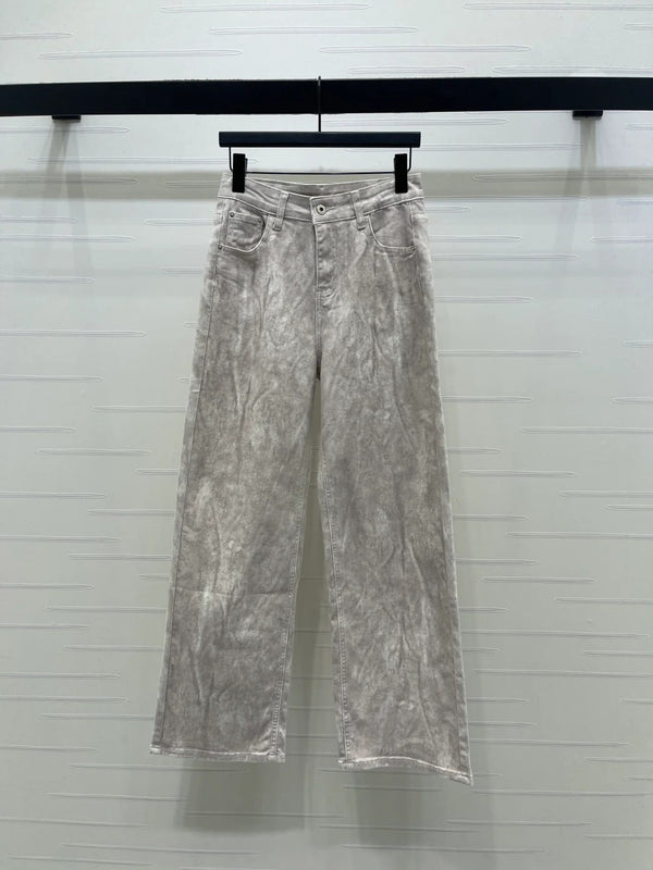 Miumiu 2026 Straight Leg Jeans Beige and Pink Cotton 352472
