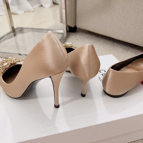 Roger Vivier 2026 Flower Strass Diamond Beige Silk Lambskin 293123