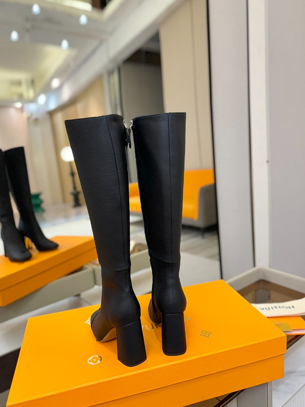 LV High Boots 85 Black Calfskin 573738