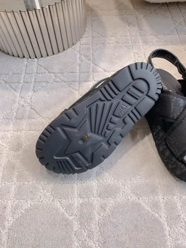 CD 26s Platform Sandals 65 Black Canvas Lambskin 644286