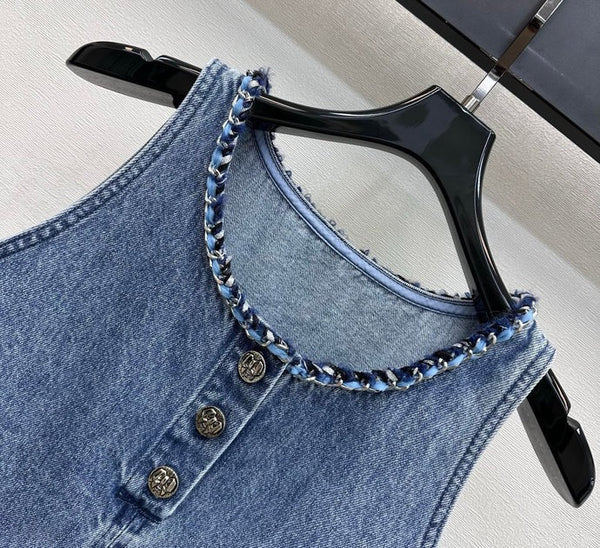 Chanel 2026 Denim Vest Blue Cotton 356145