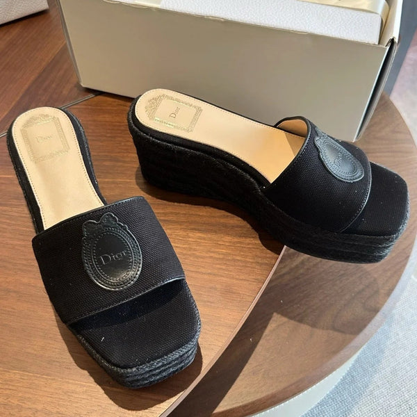 CD 26s Medaillon Wedge Sandals Slide 95mm Denim 976902