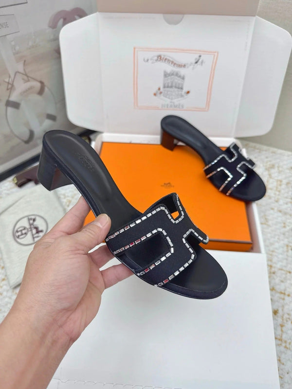HM 26ss Oran Sandals 50 Black Suede Sheepskin 625240