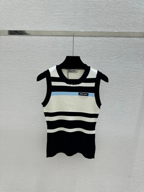 Miu 2026 Vest Black and White Wool 516747