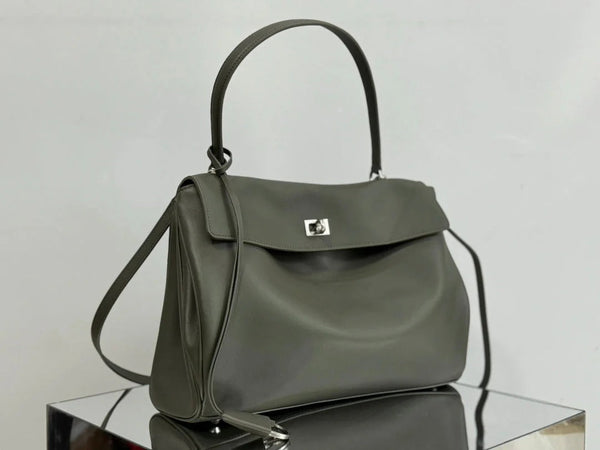 Balenciaga Medium Rodeo Bag 35 Olive Green Caflskin Sliver Hardware