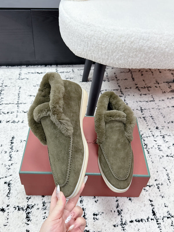 LP 26SS Open Walk Ankle Boot Green Suede Fur 617390
