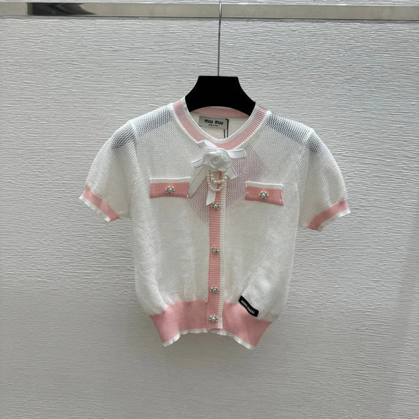 Miu 2026 Bow Knit Cardigan Wool 395568