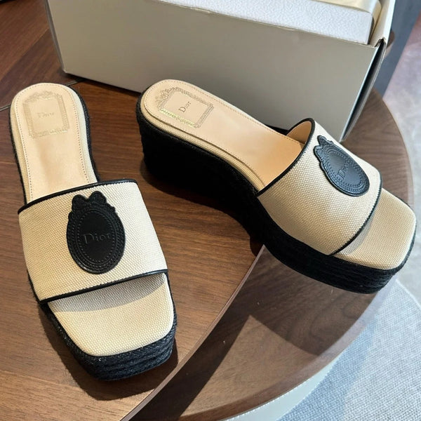 CD 26s Medaillon Wedge Sandals Slide 95mm Denim 976902