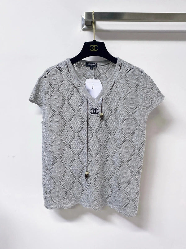 CC 2026 Hollow-Out Knit Top Drawstring Laine Wool 479951